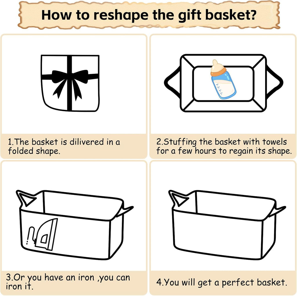 OIAHOMY Woven Storage Basket - 19L Gift Basket with Handles for Baby Showers & Nursery - White
