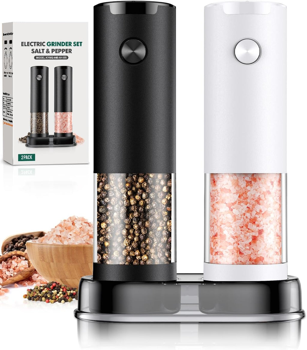Skiennix Electric Salt and Pepper Grinder Set - Automatic Kitchen Mill with Adjustable Coarseness | Larger Capacity & LED