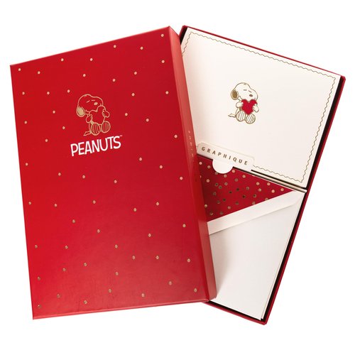 Graphique Peanuts Designer Cards Luxe Collection, Gold Foil Embossed Stationery Boxed Set, 10 Blank Cards with 11 Envelopes, All Occasion Greetings, 5.25" x 3.8"