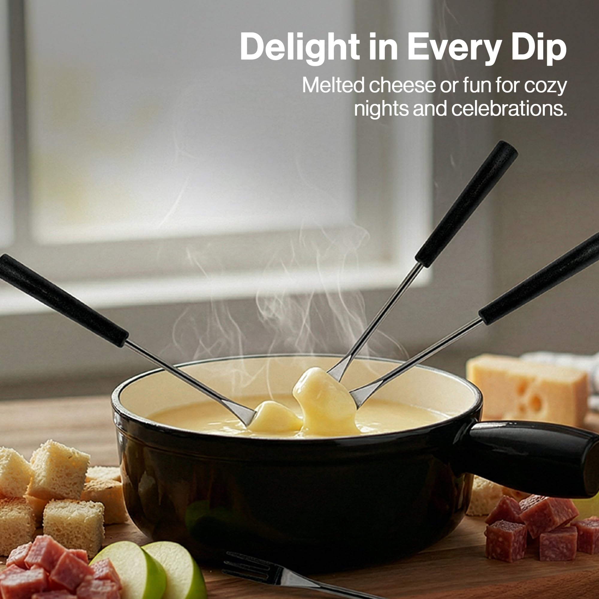 Swissmar Lugano Cast Iron Cheese Fondue Pot Replacement, 2 QT / 2 L – Compatible with Swissmar Lugano Fondue Sets – Ideal for Melting Cheese, Chocolate, & Caramel – Metallic Black