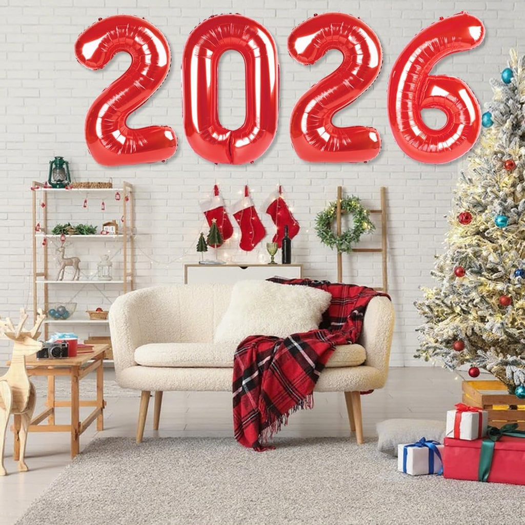 Regine Switzerland 40-Inch Number Balloons - Red New Year's Eve 2026 Party Decorations | Graduation & Birthday Celebrations
