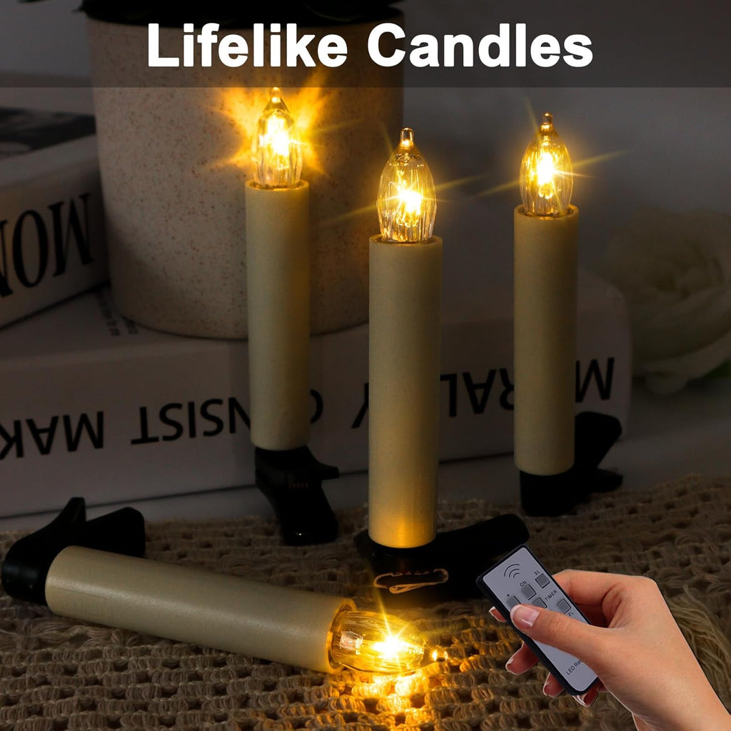 TECHLONG Flickering Christmas Tree Candle Lights - 20 PCS Battery Operated with Remote Timer | Flameless LED for Holiday Decor