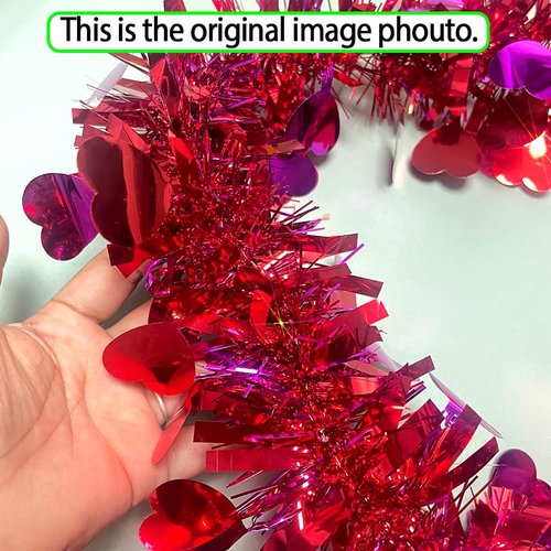 33 Ft Valentines Tinsel Garland Valentines Day Red & Rose Shiny Thick Metallic Heart Garland Valentine's Day Decorations for Valentine Home Indoor Outdoor Anniversary Wedding Hanging Decor Supplies