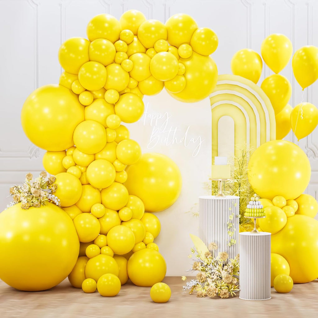 PartyWoo Yellow Balloons - 127-Piece Matte Latex Balloon Arch Kit for Easter & Birthday Celebrations | 5-18 Inch Sizes