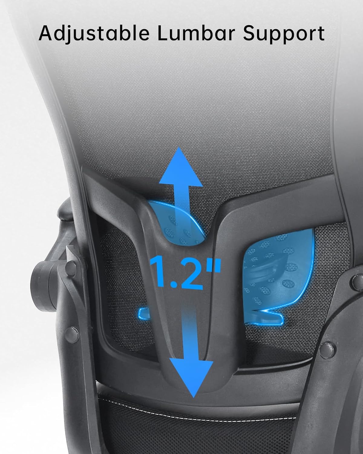 Skiennix Ergonomic Office Chair - Mesh Back, Adjustable Height, Flip-Up Arms, Black Leather Seat