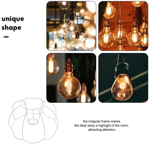 Ciieeo Vintage Pumpkin Lantern Holder Wire Lampshade Frame for DIY Table Lamp Retro French Metal Lamp Shade Bracket 9.84X9.84X6.18 Inch Lighting Accessory