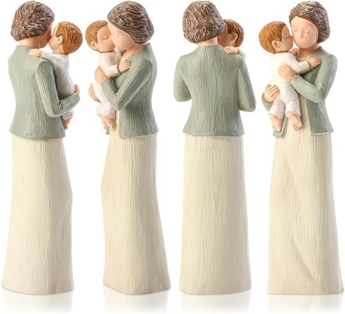 Hensonever Grandma Figurines - Hand-Painted Grandmother and Grandchild Sculptures | Perfect Birthday Gift