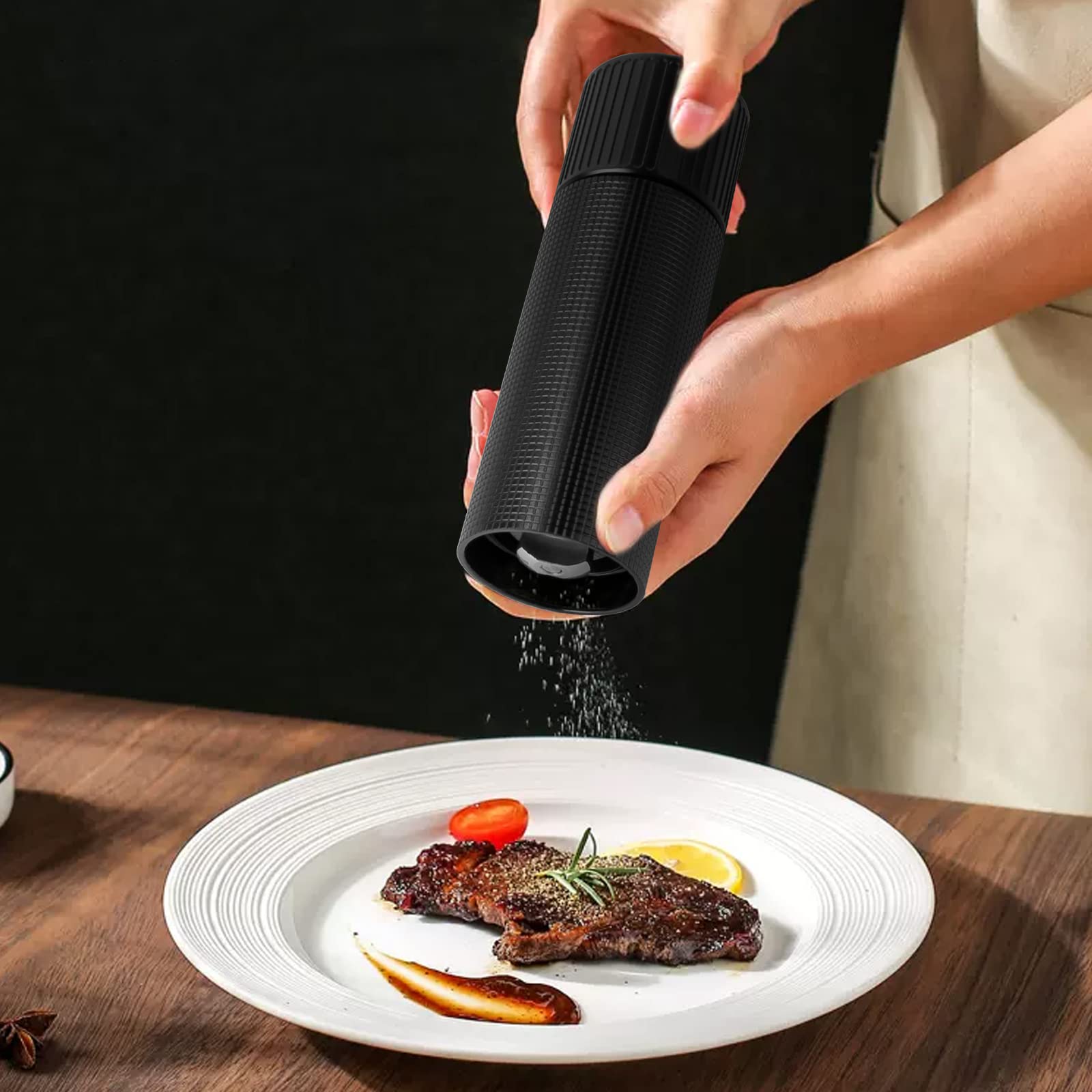 WhiteRhino Professional Pepper Grinder Mill with Top Button Lock,Heavy Duty High Output Aluminum Pepper Mill Refillable,Spice Grinder with Stainless Steel Burrs and Adjustable Coarseness Gift Set