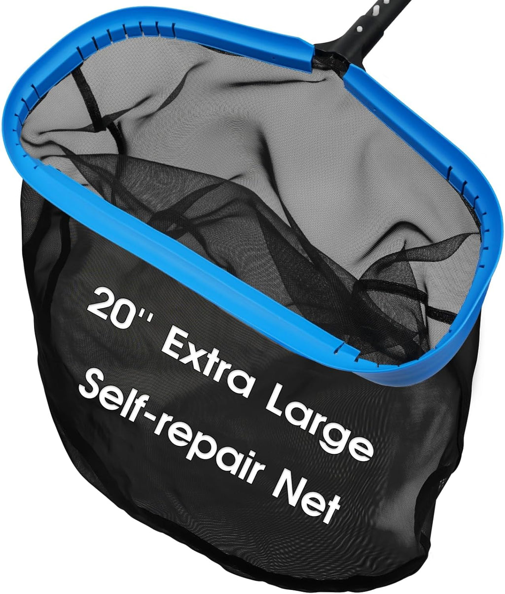 TidyMister 20'' Self-Repair Pool Skimmer Net - Heavy Duty Nylon Mesh & Aluminum Frame for Efficient Cleaning
