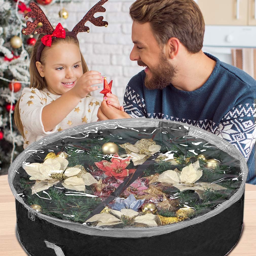 Primode Wreath Storage Bag 36" - Durable 600D Oxford Container with Clear Window for Easy Holiday Storage