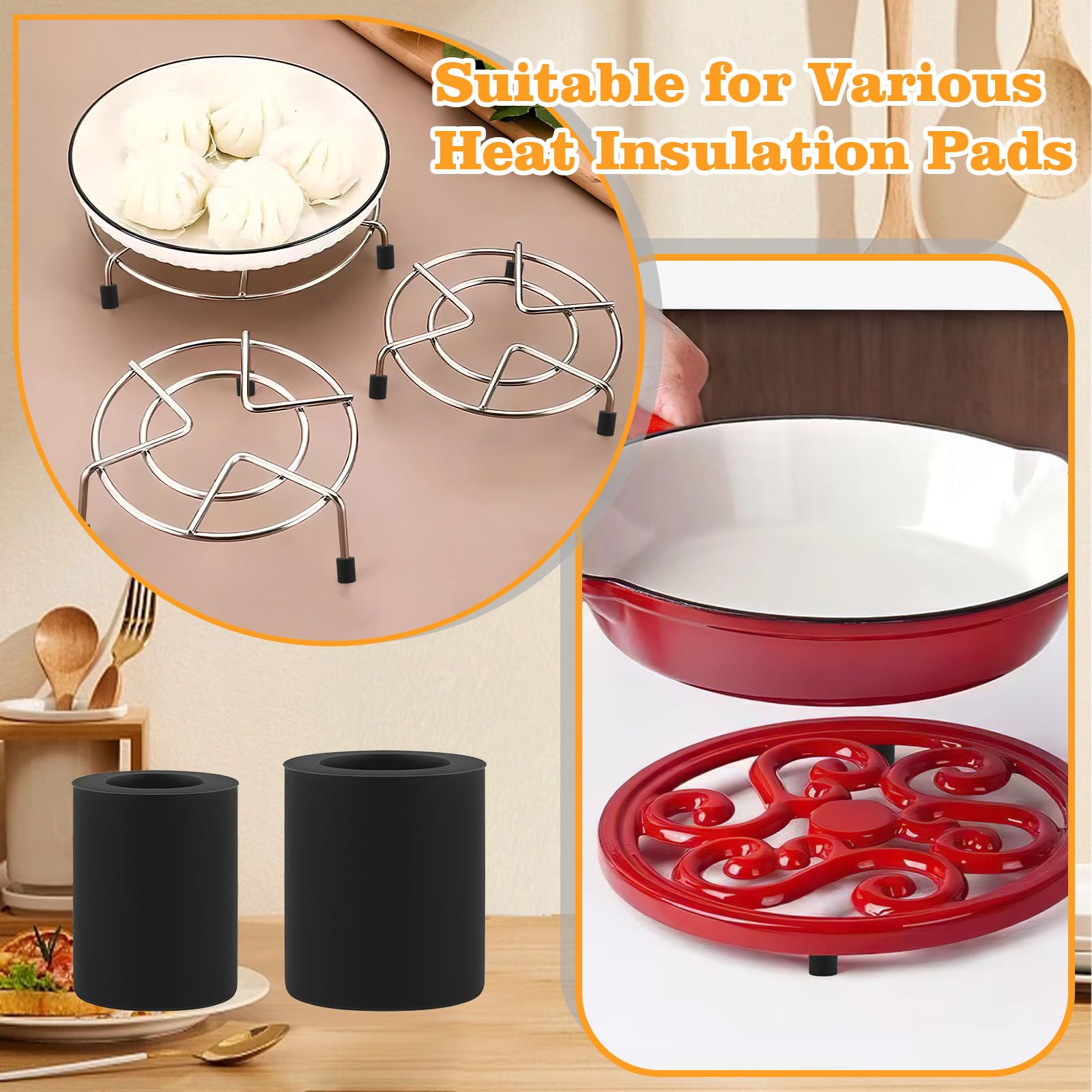24 Pcs Trivet Rubber Feet Replacement, Stick on Small Rubber Feet Pads for Coaster, Electronics, Cutting Board Non Slip, Sink Grid, Instant Pot Trivet