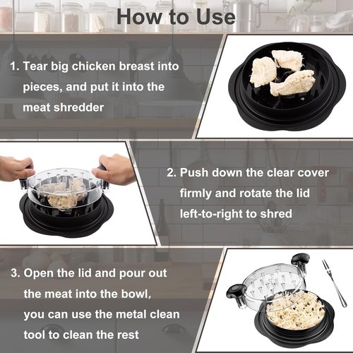 Chicken Shredder Tool - Large BPA-Free Meat Shredder with Anti-Slip Base & Cleaning Brush