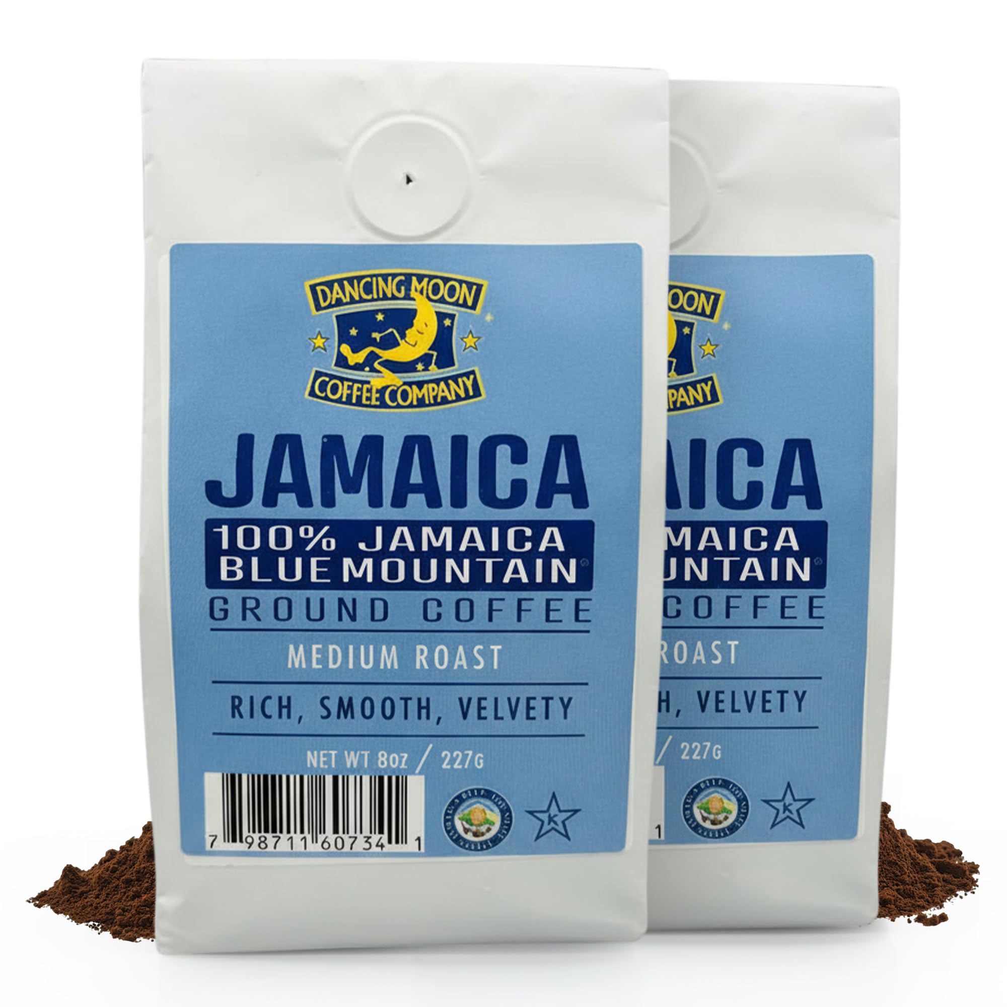 (2 Pack) Dancing Moon Coffee Co, 100% Pure Jamaica Blue Mountain® Ground Coffee - 8 oz Medium Roast
