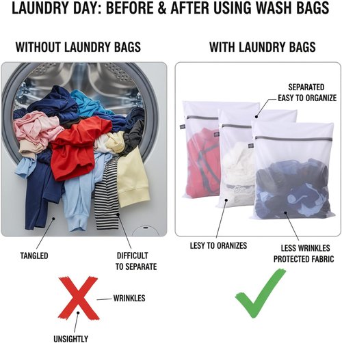Kimmama Lingerie Bags - Mesh Laundry Bags for Washing Delicates | Ideal for Socks, Scarves & More, 3-Pack