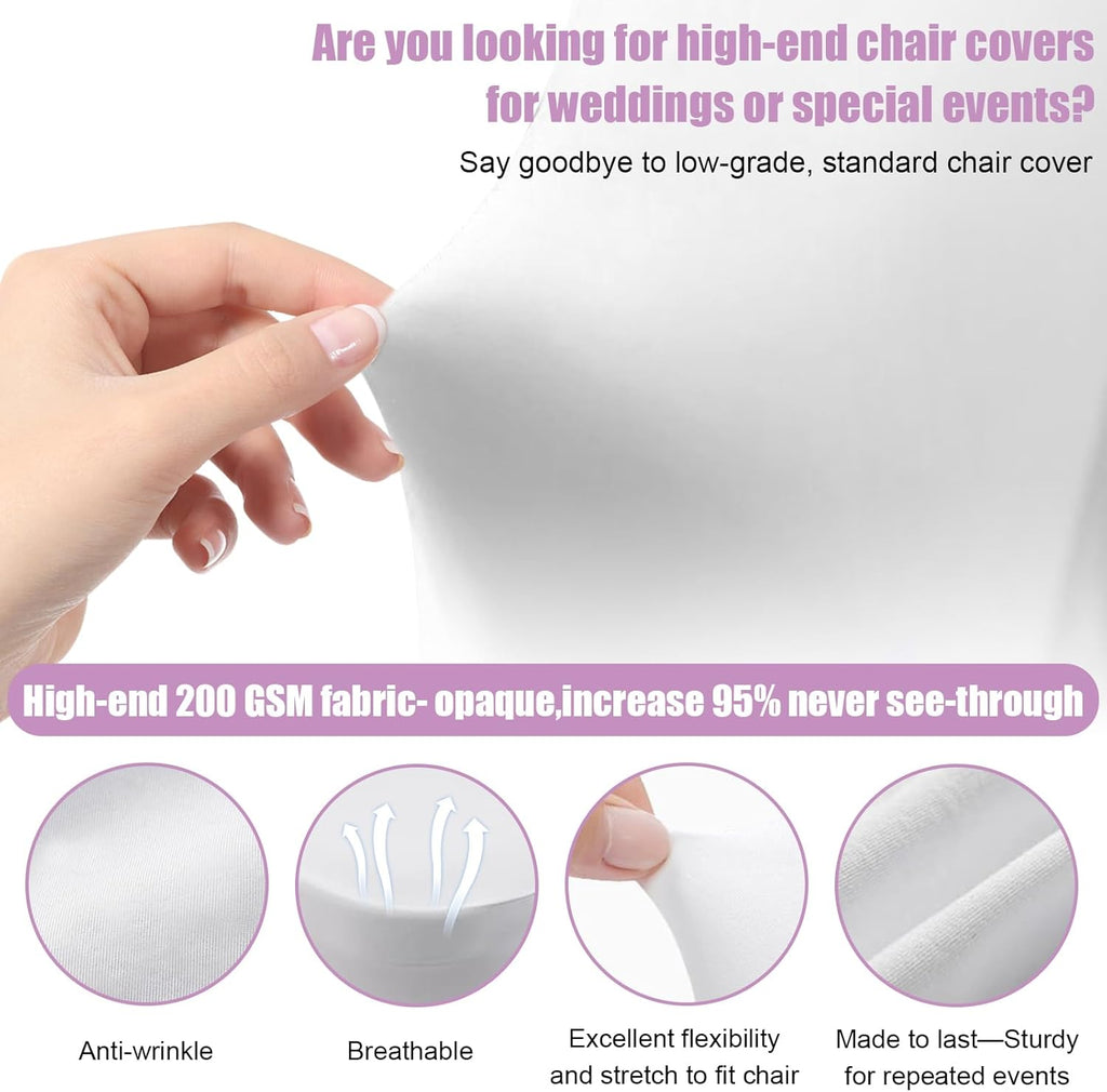 Stretch Spandex Folding Chair Covers - 30 PCS Durable White Machine Washable Covers for Weddings & Events