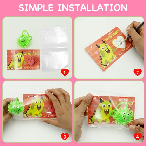 ZICZLI 24 Pack Valentines Day Gifts for Kids, LED Puffer Balls with Valentines Cards for Kids Stress Relief Balls Bulk Glow In The Dark for Boys Girls Classroom Exchange Prizes Party Favors Toys