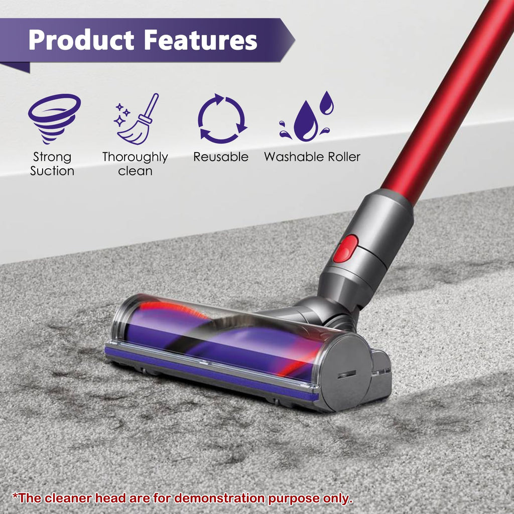 Coodss Quick-Release Motorhead Cleaner Replacement for Dyson V7 V8 V10 V11 Vacuum Direct Drive Head for Hardwood Floor Carpets Attachment SV10 SV11 SV12 SV14 Bristle Roller Brush Parts