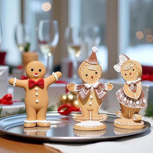 Braxio Gingerbread Decor - 2Pc Resin Christmas Table Decorations | Festive Gingerbread Boy & Girl