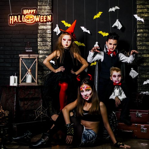 Happy Halloween Neon Sign - Dimmable Black & Orange LED Light for Spooky Party Decor | UV Printed Wall Art