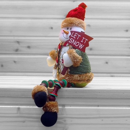 BXT Christmas Holiday Decor - Plush Snowman Shelf Sitter | Cute Santa Claus Gift for Home Decoration