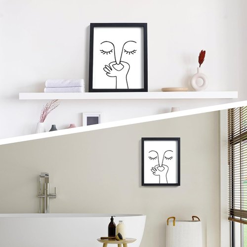 HKBS Framed Black and White Bathroom Wall Art - Stylish Toilet Decor | 10"x8" for Home & Apartment