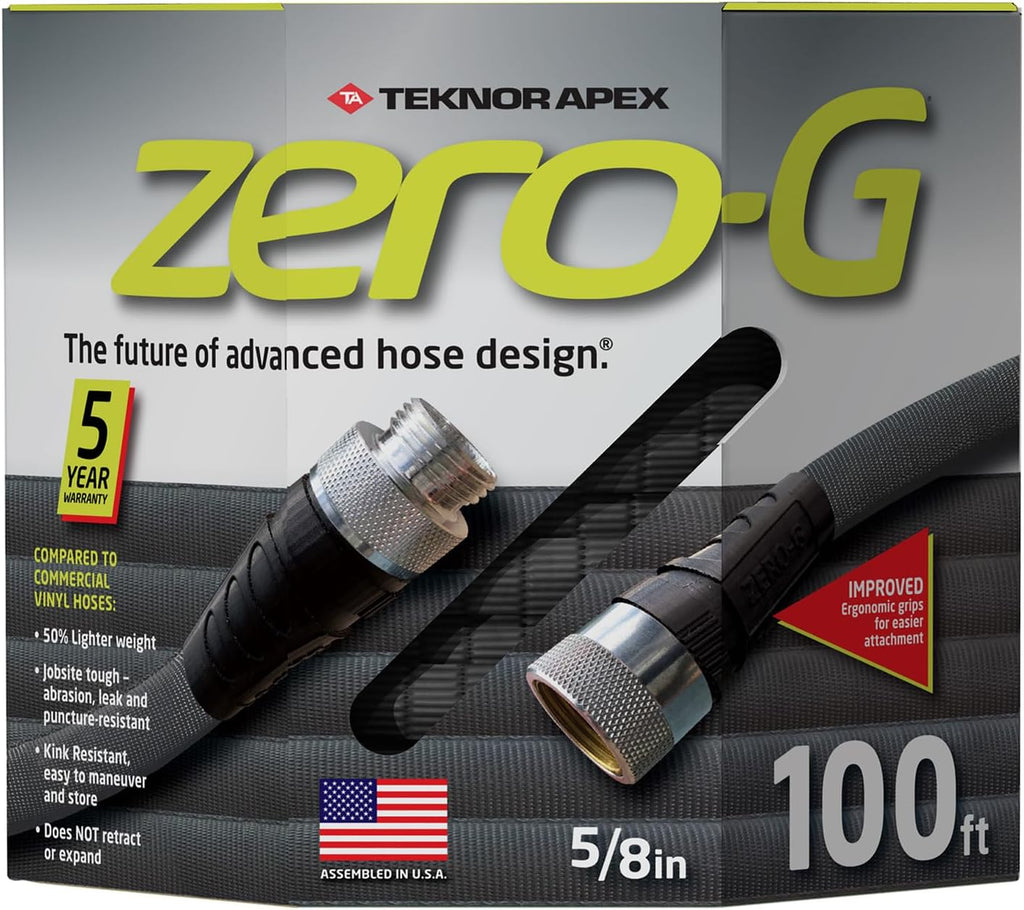 Zero-G 4001-100 Garden Hose - Lightweight, Kink-Free Design | 5/8" x 100', Gray