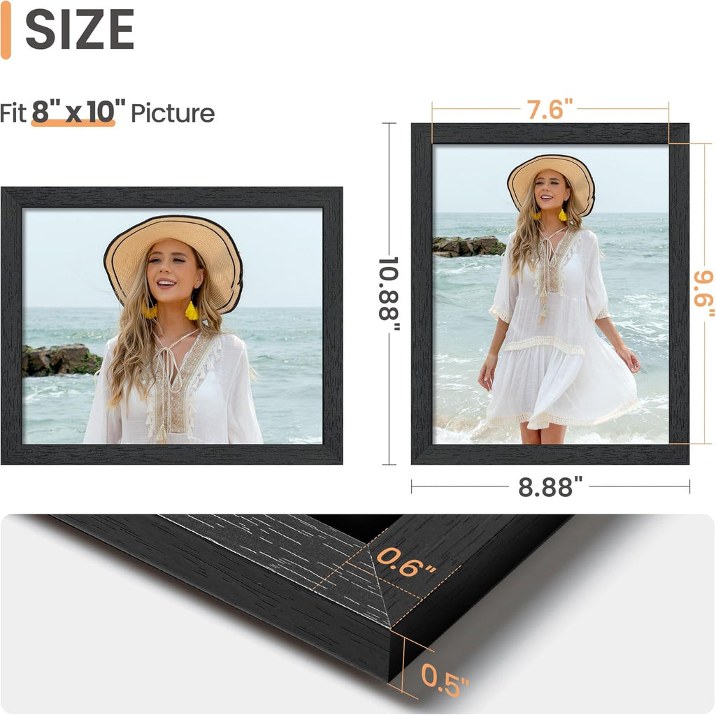 Upsimples 8x10 Picture Frame - Stylish Wall Gallery Frame in Black | Durable Engineered Wood