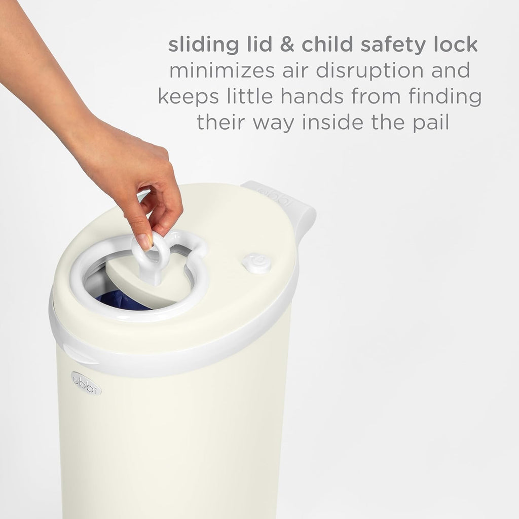 Ubbi Stainless Steel Diaper Pail - Odor Locking Design, No Special Bag Needed | Award-Winning Matte Ivory