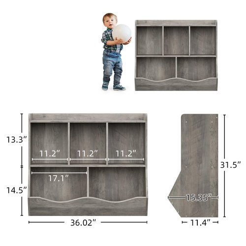 IDEALHOUSE Toy Bookshelf and Bookcase, Multi Shelf with Cubby Organizer Cabinet for Storage Books and Toys, for Bedroom, Playroom, Hallway