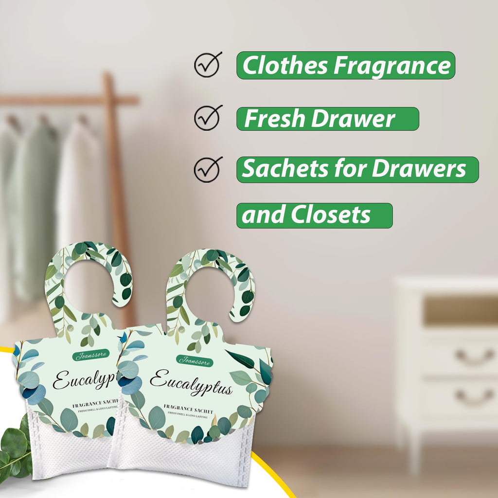 15 Packs Eucalyptus Scented Sachets Bag for Drawers and Closets, Home Fragrance Sachet, Long-Lasting Hanging Closet Deodorizer Smell Goods for House