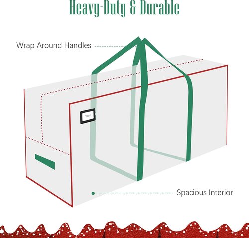 Cosy Family Christmas Tree Storage Bag - Durable 7.5 ft Heavy Duty Extra Large with Reinforced Handles & Dual Zippers