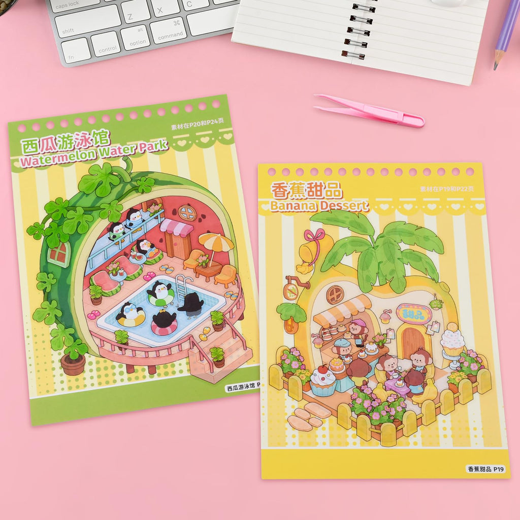 20 Sets 3D Sticker Scenes, Make Your Own 3D House Stickers Therapy, Miniature Scene Stickers for Halloween (style2)