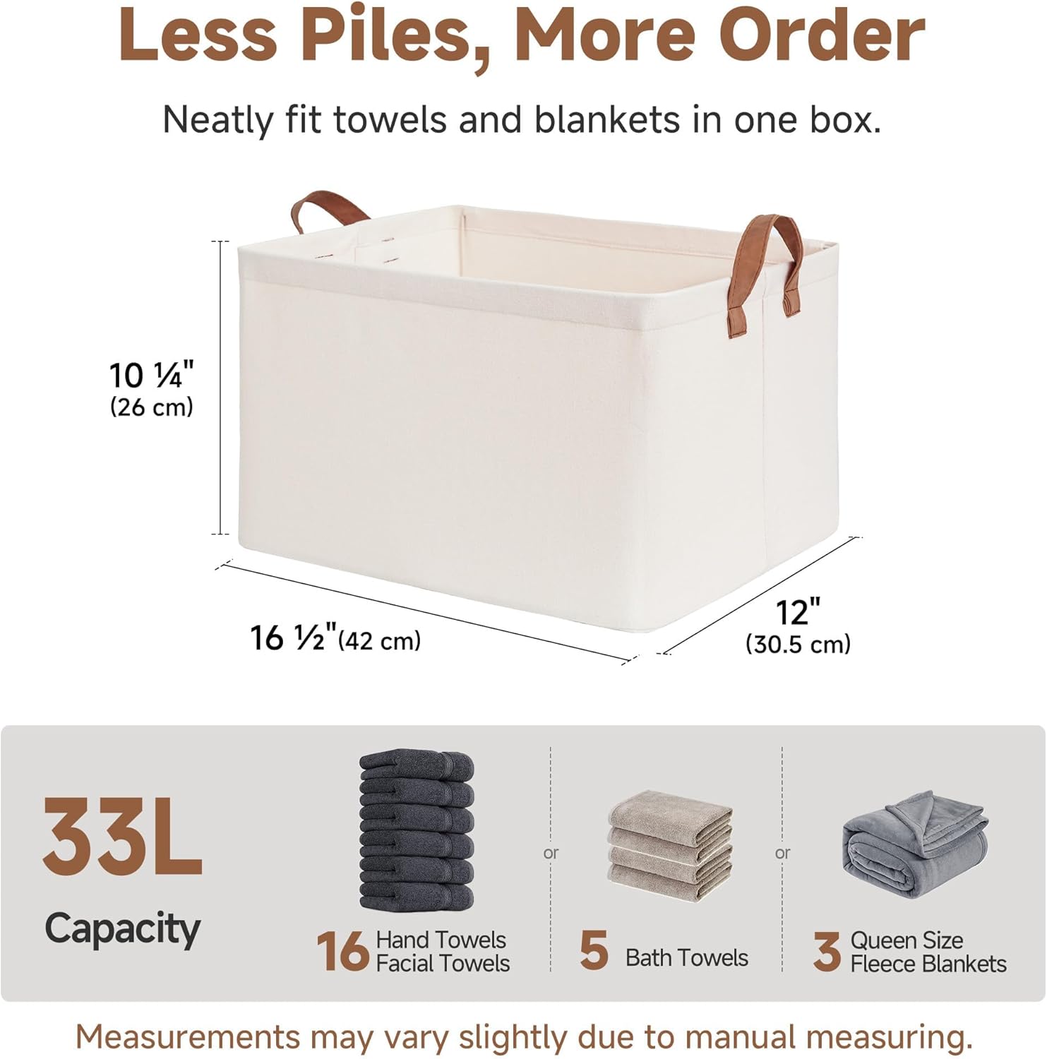 StorageWorks Large Fabric Storage Bins - Durable Closet Organizers with Metal Frame | Natural Color, 2-Pack