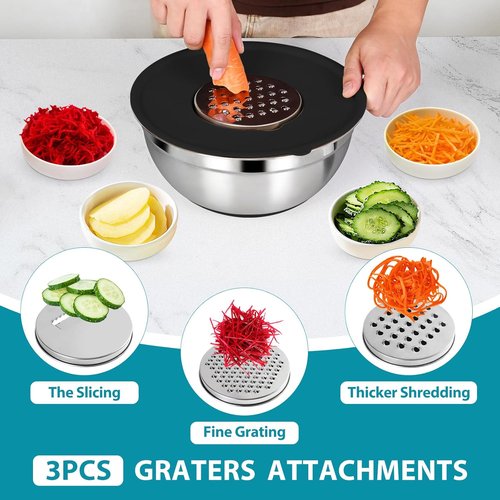 20-Piece Mixing Bowls Set by [Brand Name] - Airtight Lids, Stainless Steel, Non-Slip Silicone Bottoms | Perfect for Baking & Serving