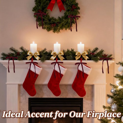 HEAEUNK Burgundy Velvet Christmas Tree Bows - 40 Pack for Holiday Decor | 5"x7" Size