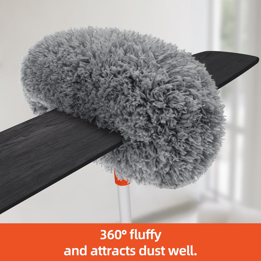 Baseboard Cleaner Tool with Handle, Extendable Long Handle Baseboard Cleaning Duster with Reusable Pads for Floorboard, Ceiling Fan Blade Cleaner Duster (Gray)