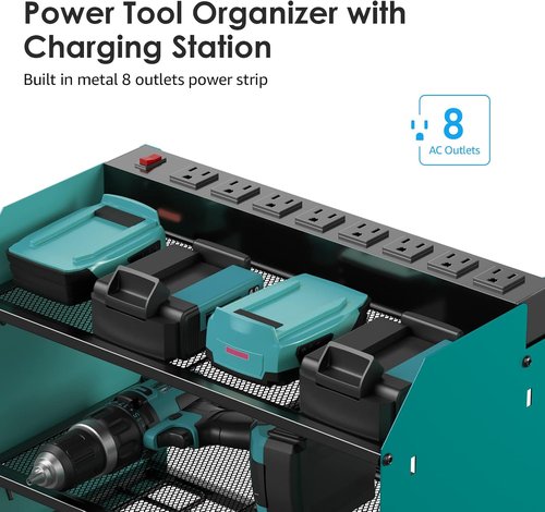 CCCEI Modular Power Tool Organizer - Wall Mount Charging Station & Heavy Duty Rack | Navy Blue, 2 Pack