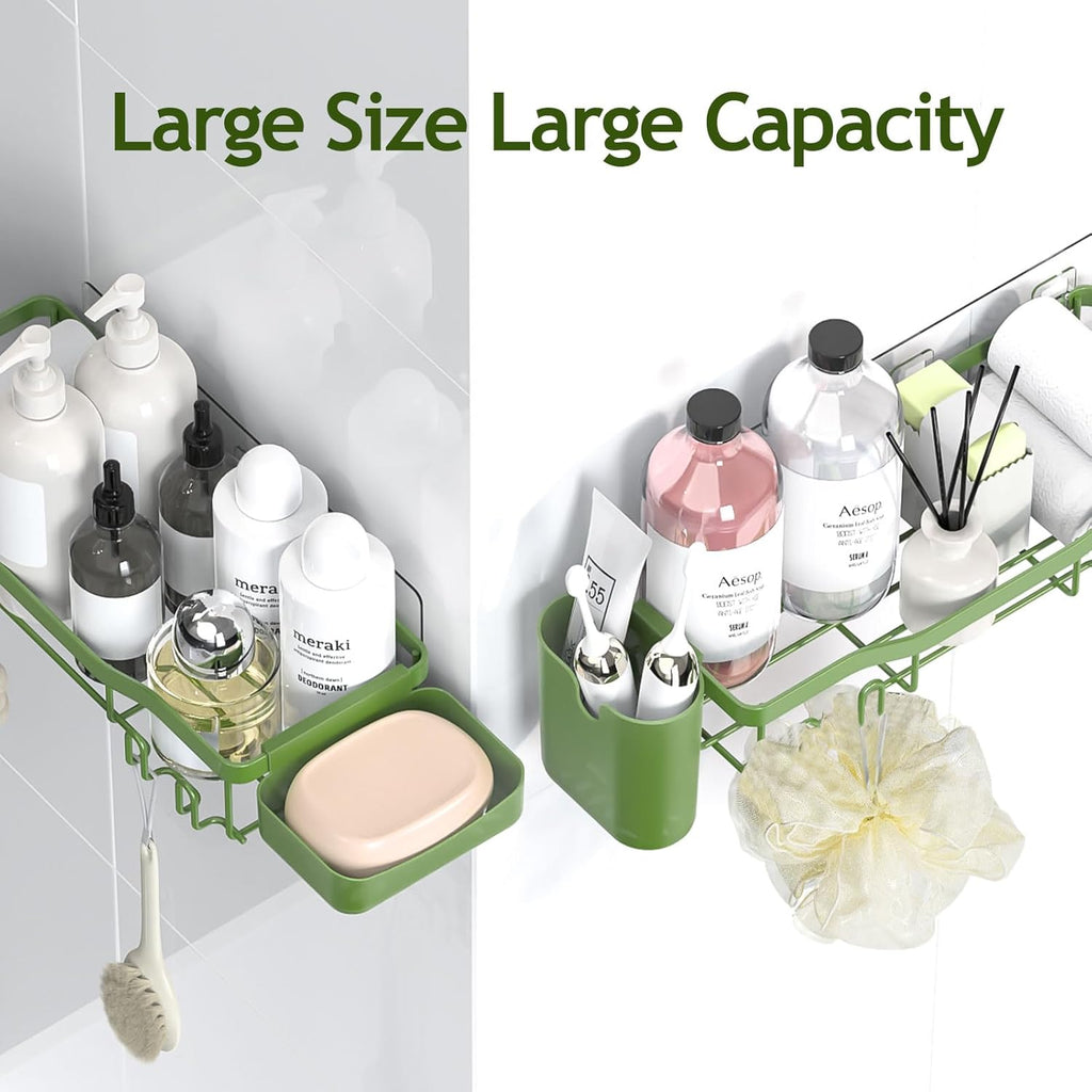 NESOMI Shower Caddy - Rustproof Stainless Steel Organizer with Soap Dish & Hooks | 7-Pack, No-Drill Storage