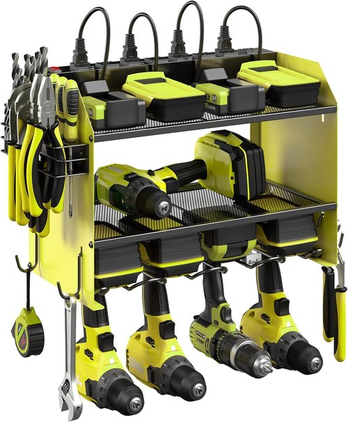 CCCEI Modular Power Tool Organizer - Wall Mount Charging Station & Heavy Duty Rack | Green, 2 Pack