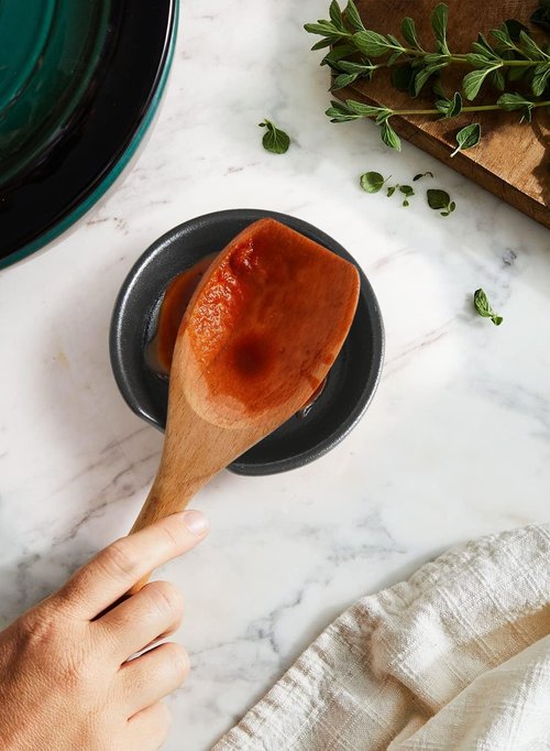 LE TAUCI Ceramic Spoon Rest - 4.8 Inch Utensil Holder for Kitchen Counter | Set of 4 in Crude Black