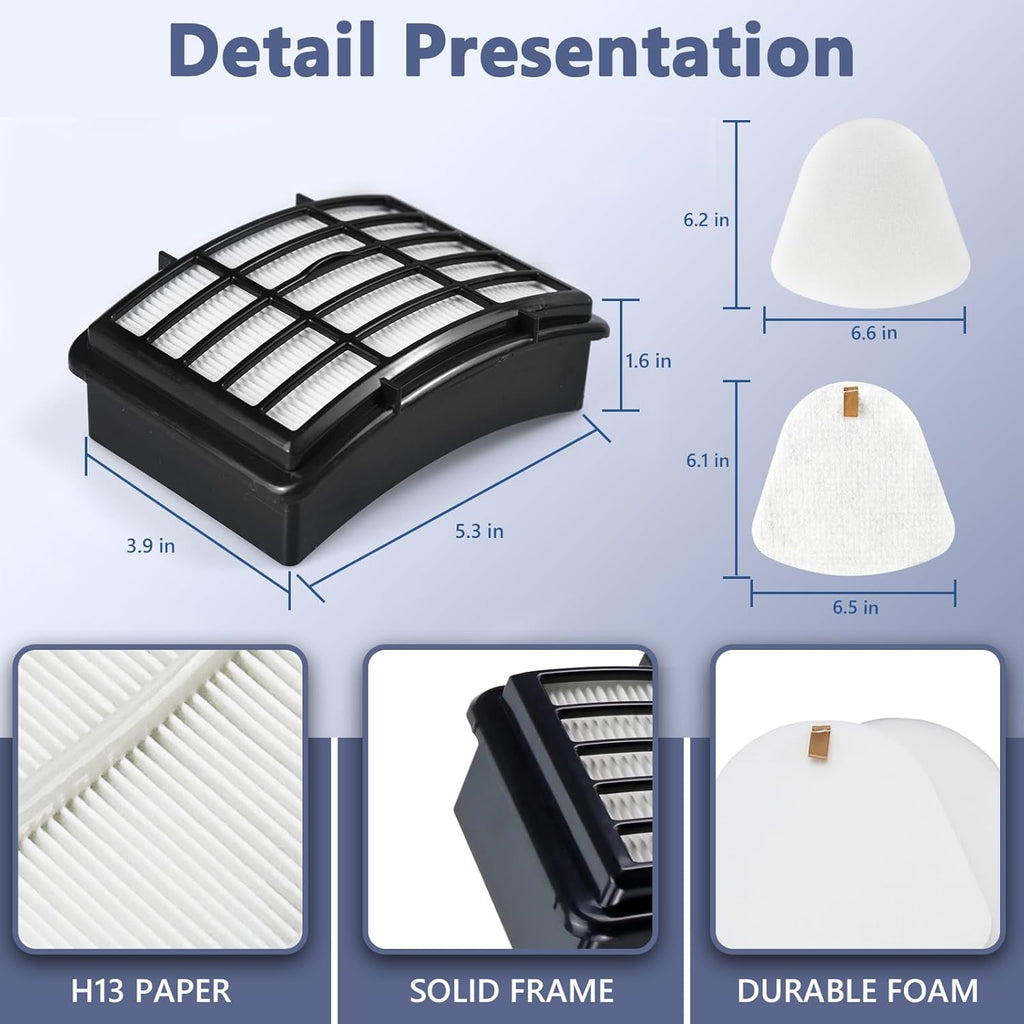 Shark Navigator HEPA Filter Set - 2 HEPA & 4 Foam/Felt Filters for NV350 Series | Compatible Parts XFF350 & XHF350