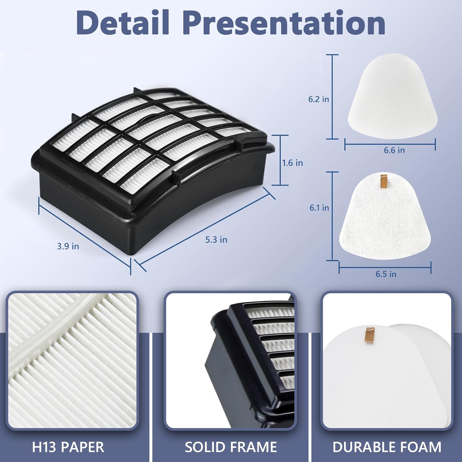 Shark Navigator HEPA Filter Set - 2 HEPA & 4 Foam/Felt Filters for NV350 Series | Compatible Parts XFF350 & XHF350