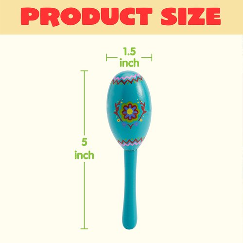 JOYIN 9 Pcs Fiesta Wooden Maracas 9 Designs Noisemaker for Cinco De Mayo Party Favors, Mexican Musical Fun, Carnivals, Taco Tuesday Event, Mexican Decorations, Luau Party