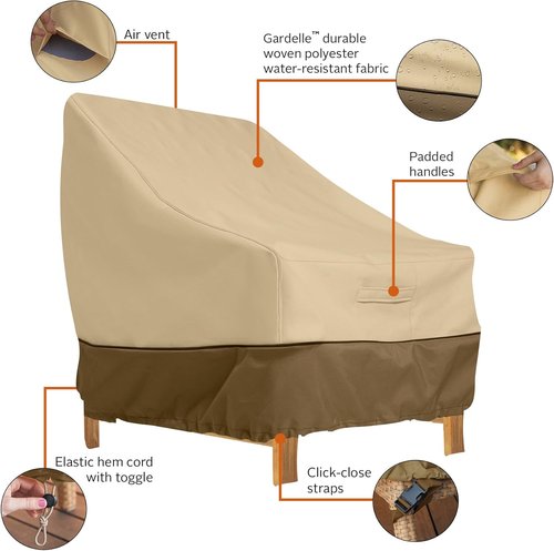 Classic Accessories Veranda Patio Lounge Chair Cover - Water-Resistant, 38 Inch, 2-Pack