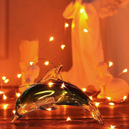 Ariceleo Mini Halloween Fairy Lights - 2 Pack Copper Wire LED String Lights | 16ft Orange for Bedroom & Party Decor