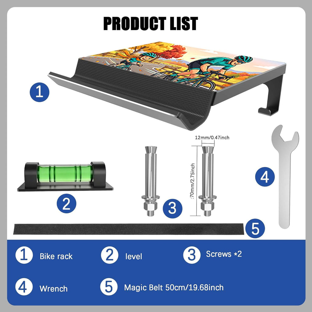 Skiennix Bike Wall Mount - Heavy-Duty Horizontal Indoor Rack for Space-Saving Storage | Fits Road, Mountain & Hybrid Bikes