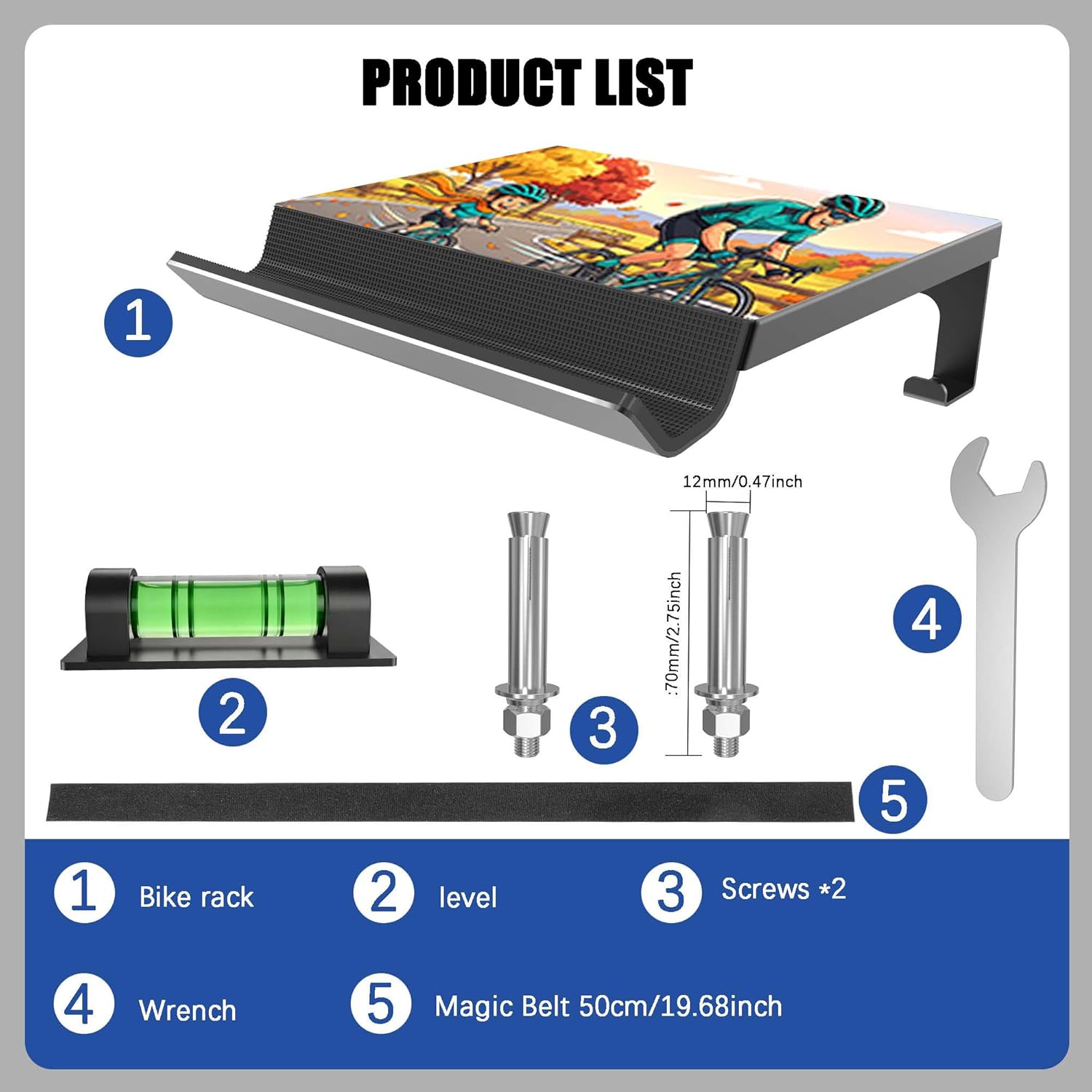 Skiennix Bike Wall Mount - Heavy-Duty Horizontal Indoor Rack for Space-Saving Storage | Fits Road, Mountain & Hybrid Bikes