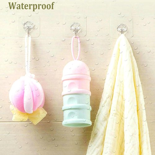 Jwxstore Heavy Duty Self-Adhesive Hooks - 33lb Capacity, Waterproof & Transparent | Ideal for Home & Outdoor Use