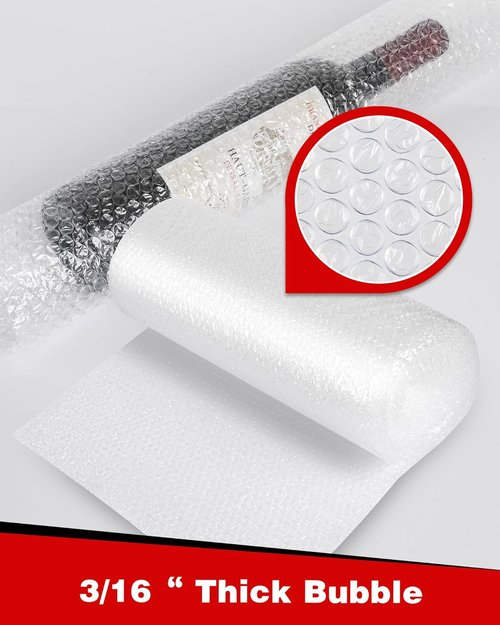 Bubble Cushioning Wrap Rolls by [Brand Name] - 2-Pack, 3/16" x 17" x 72' ft, Includes 20 Fragile Stickers for Safe Shipping