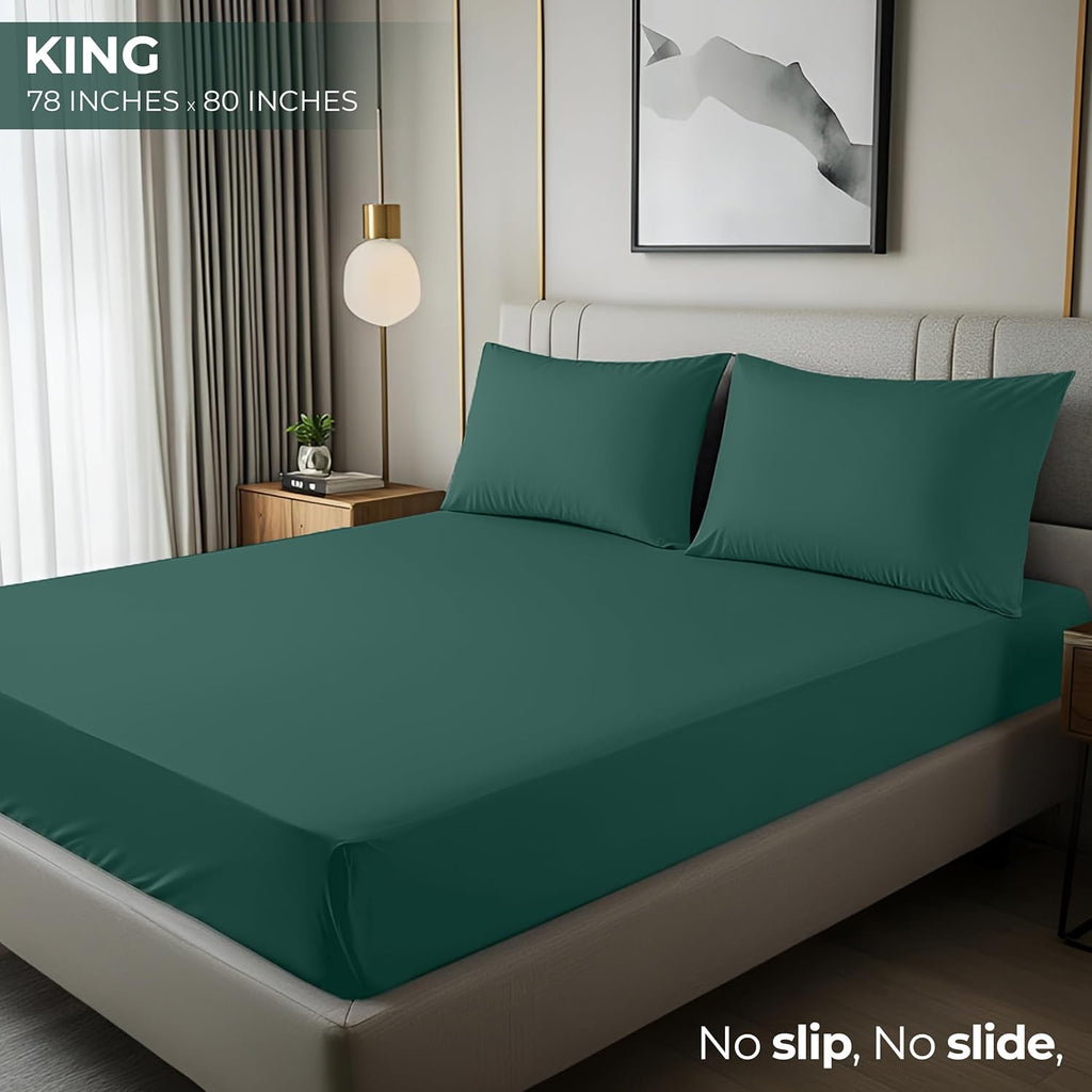Utopia Bedding King Fitted Sheet - Deep Pocket Soft Microfiber - Fade & Shrinkage Resistant - Emerald